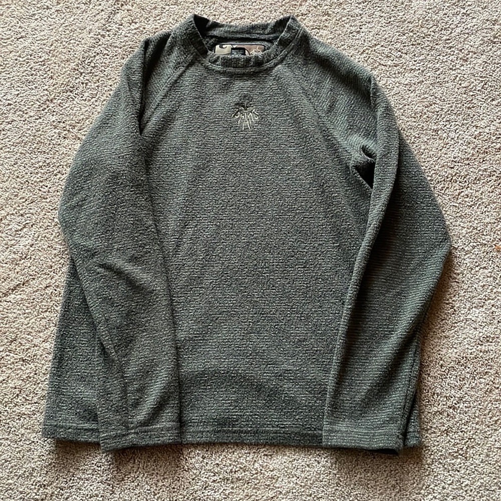 Prana round neck olive green sweater